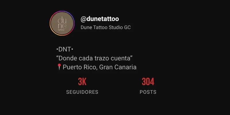 Captura del perfil de Instagram @dunetattoo
