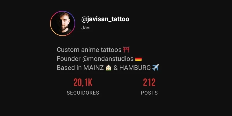 Captura del perfil de Instagram @javisan_tattoo