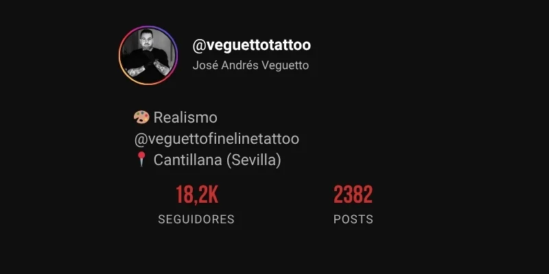 Perfil de Instagram de @veguettotattoo